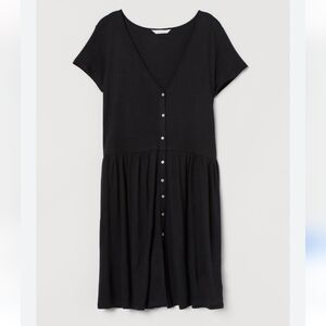 NWT Black Button Front Vneck Dress Soft Jersey Small